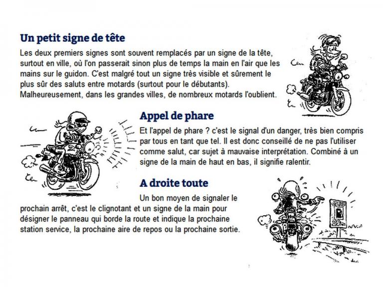 Les signes en moto