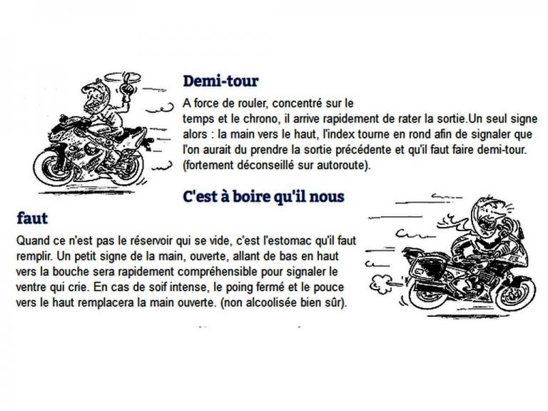 Les signes en moto