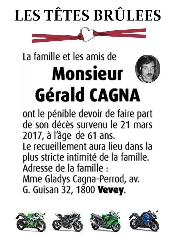 Décès de Gérald Cagna